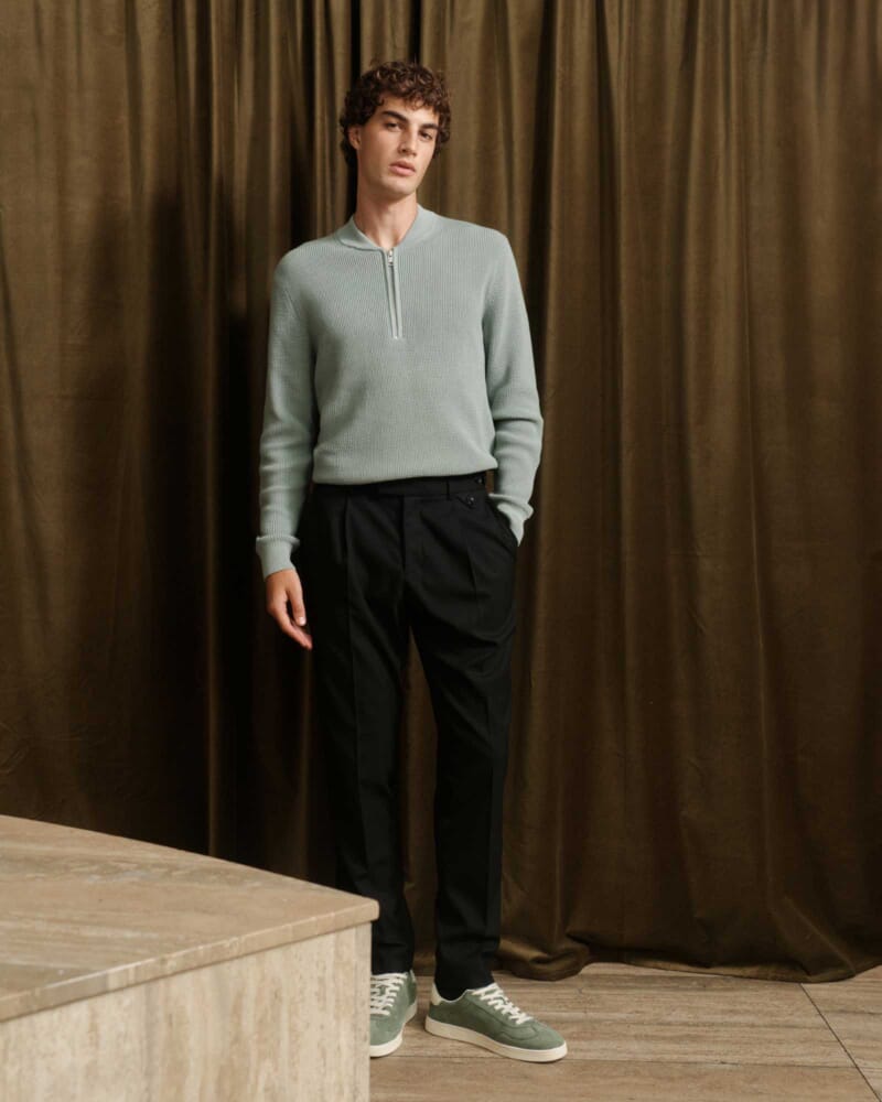 Angus Quarter Zip Knit in MINT