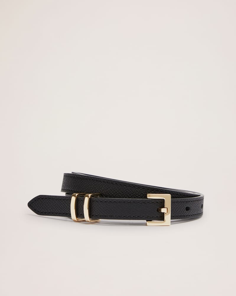 Mila Thin Leather Belt in BLACK