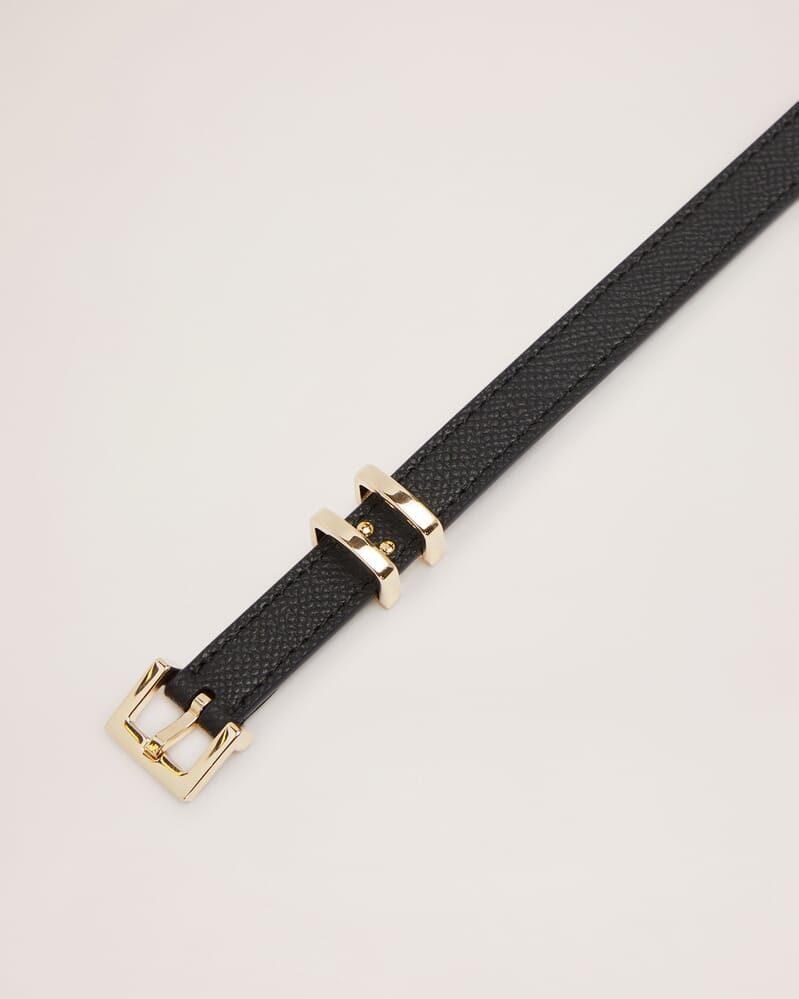 Mila Thin Leather Belt in BLACK