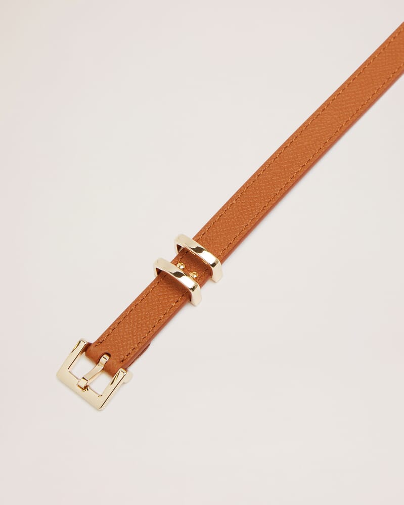 Mila Thin Leather Belt in TAN
