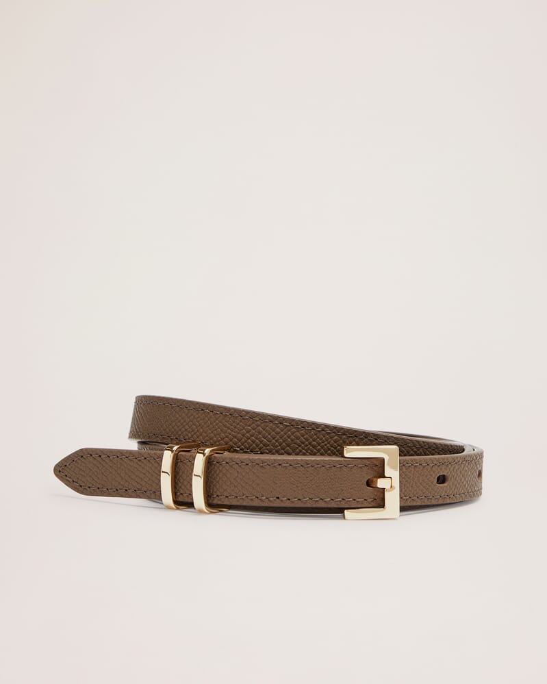Mila Thin Leather Belt in TAUPE