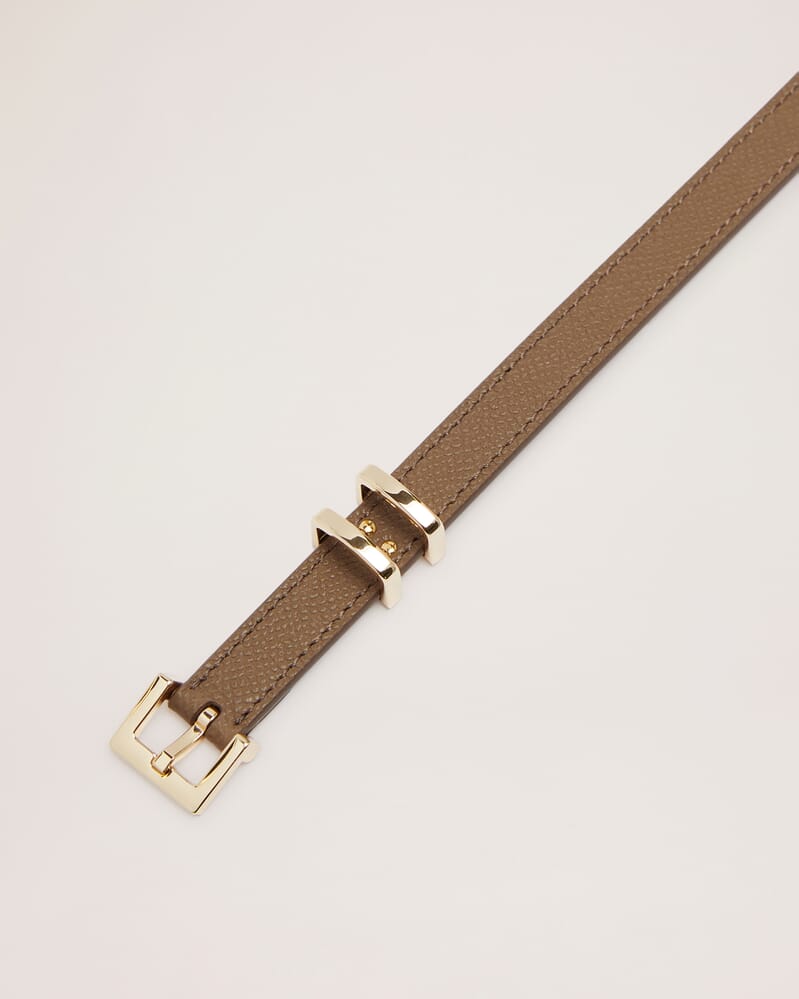 Mila Thin Leather Belt in TAUPE