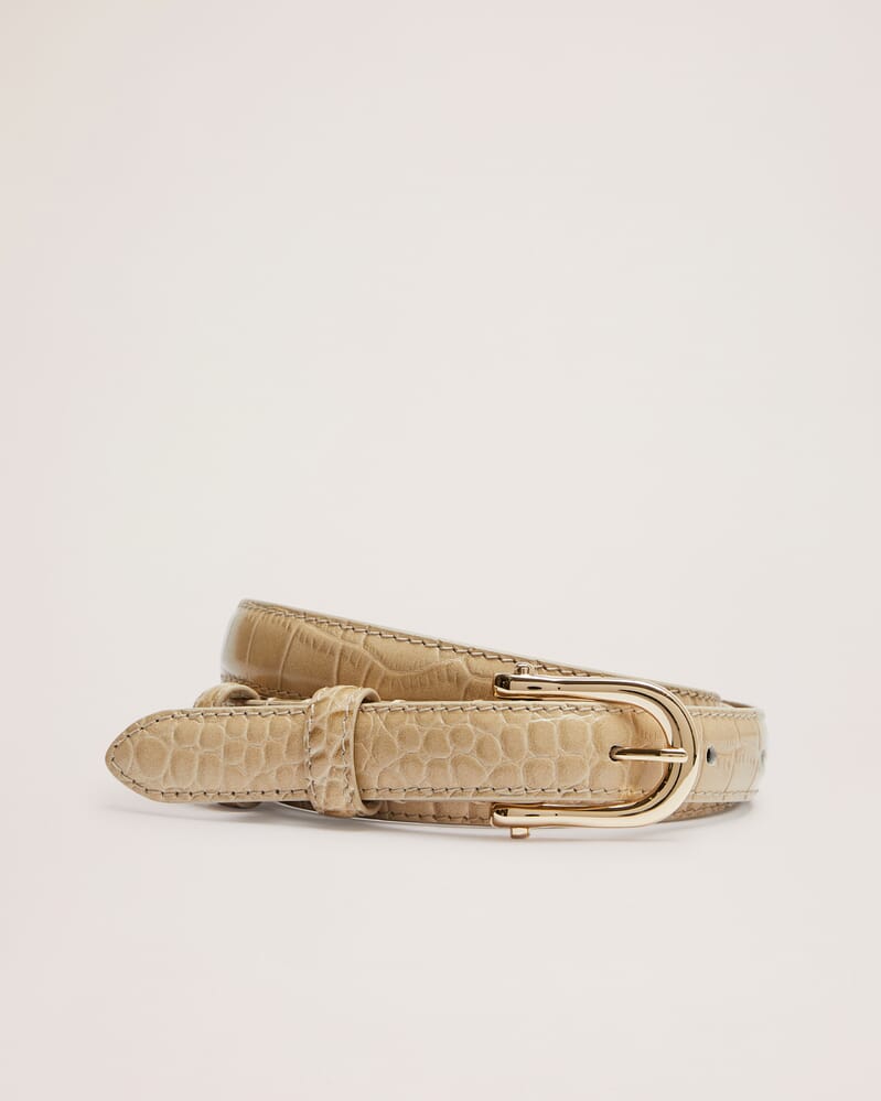 Noa Croc Leather Belt in CREAM
