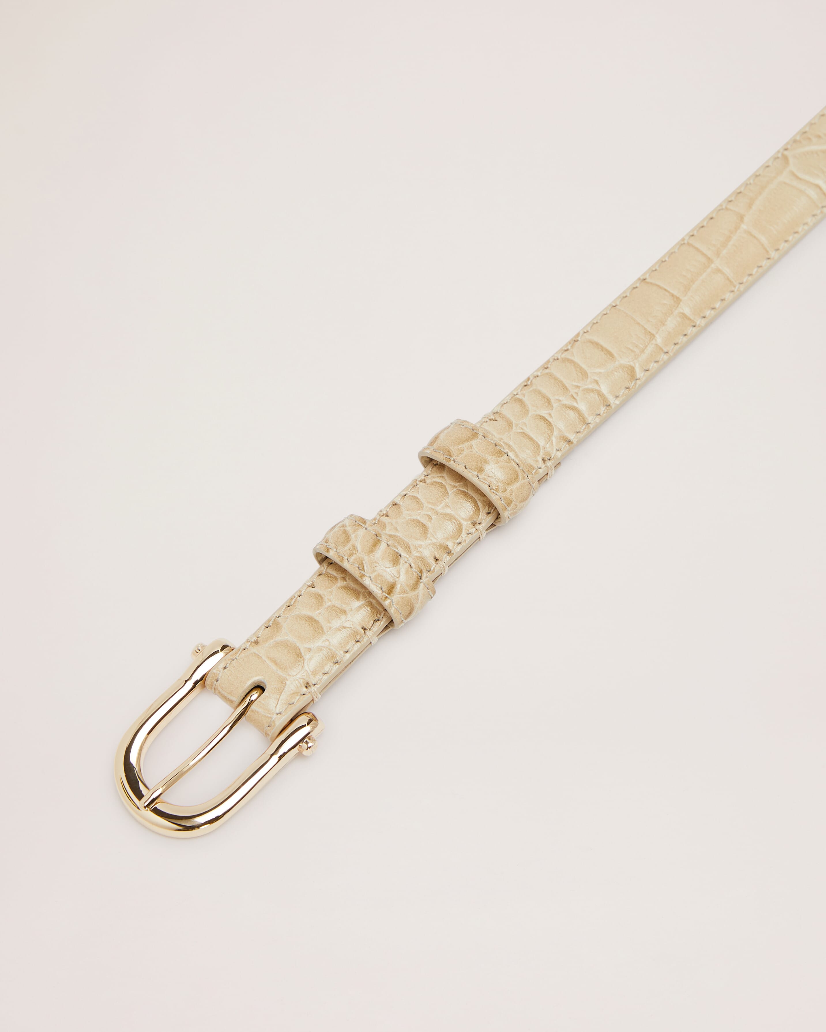 Noa Croc Leather Belt in Cream - SABA