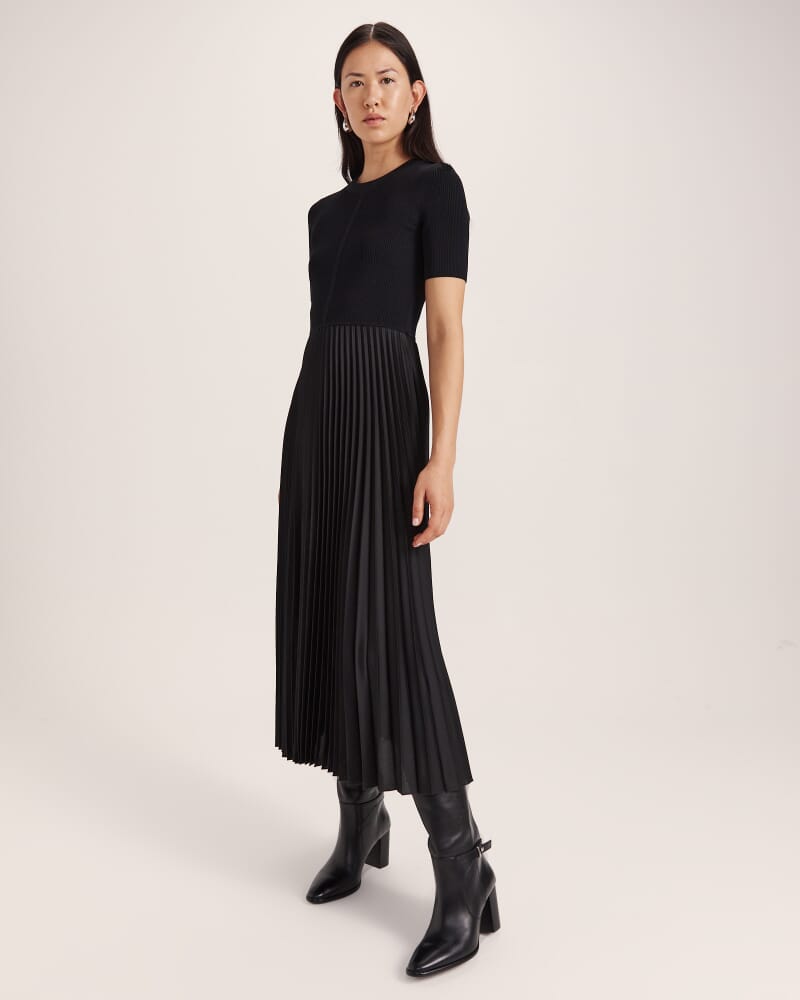 Vicky Mixed Media Dress in BLACK