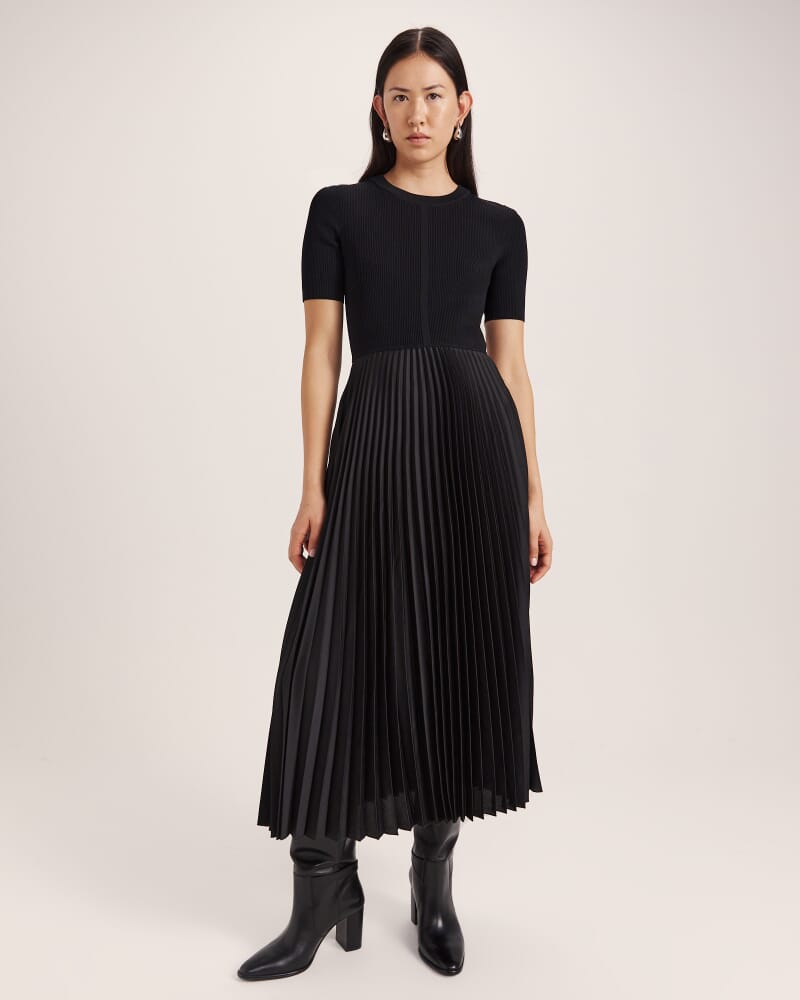 Vicky Mixed Media Dress in BLACK