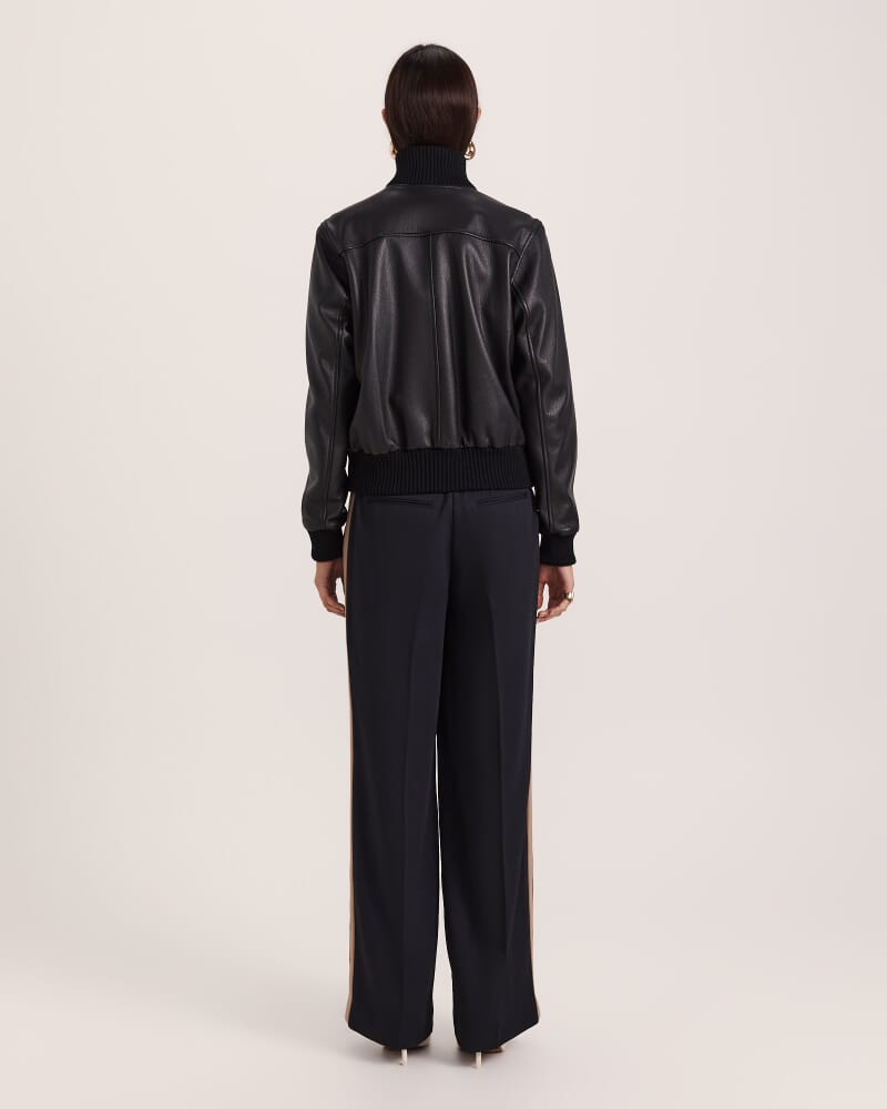 Elyse Leather Bomber in BLACK