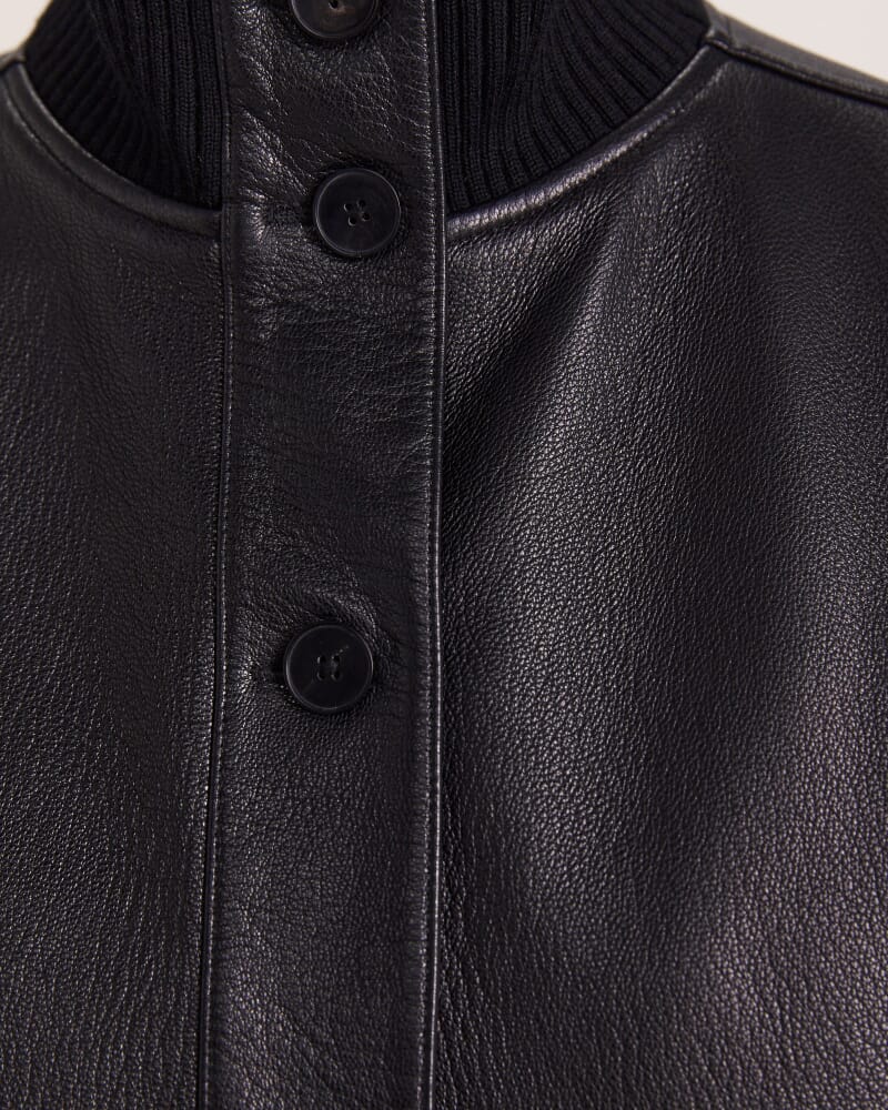 Elyse Leather Bomber in BLACK