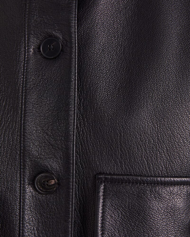 Elyse Leather Bomber in BLACK