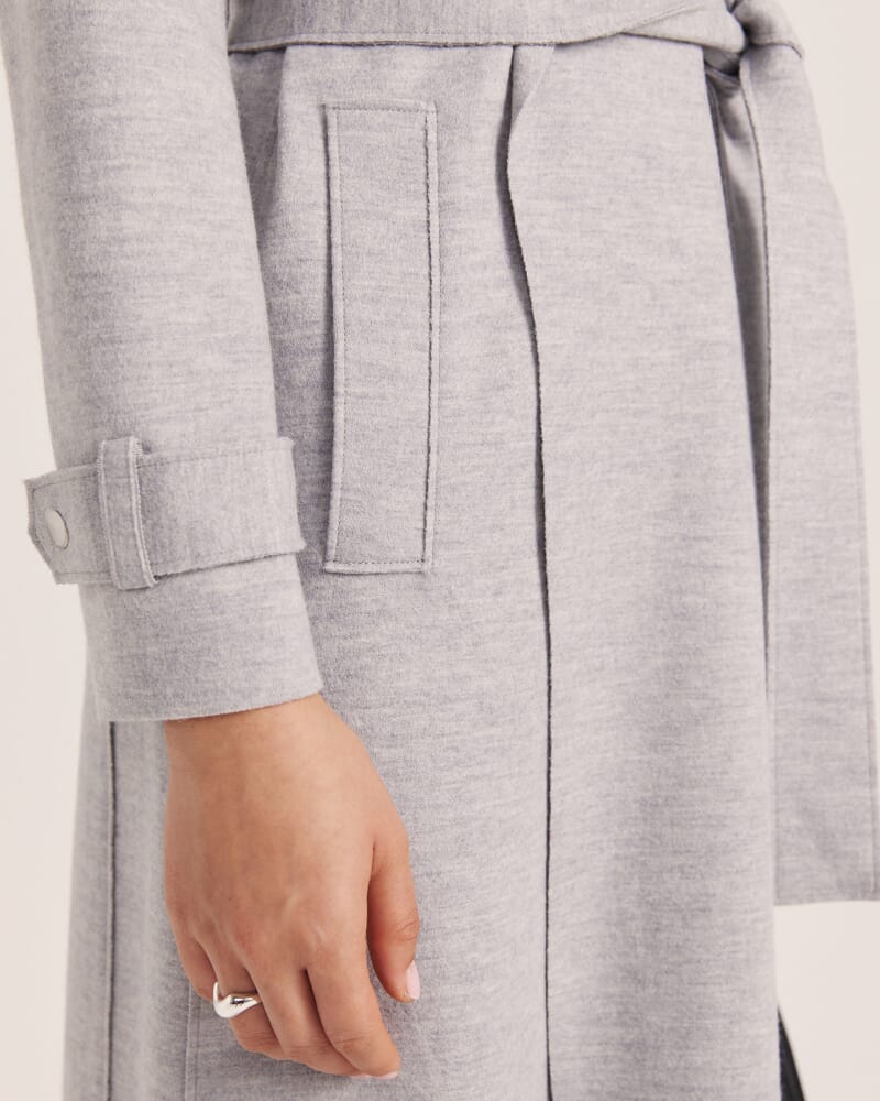 Karla Wool Longline Trench Coat in GREY MELANGE