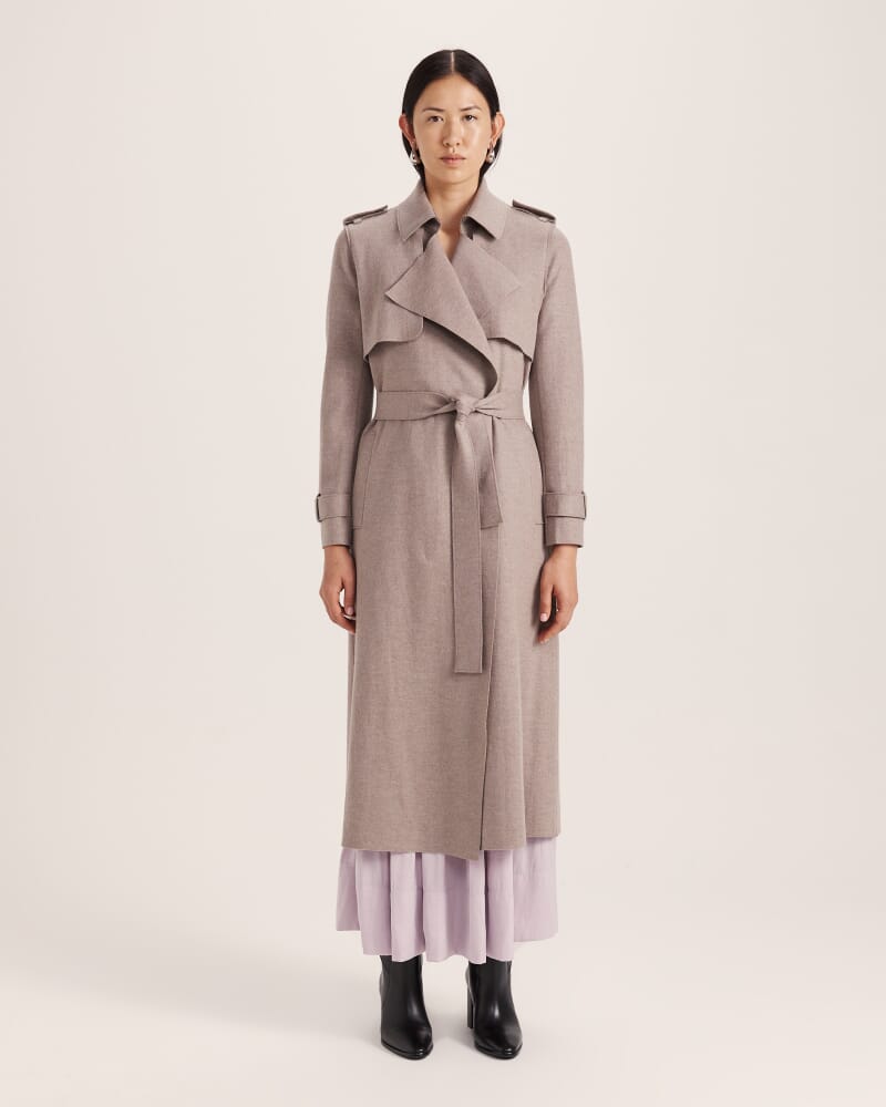 Karla Wool Longline Trench Coat in MINK