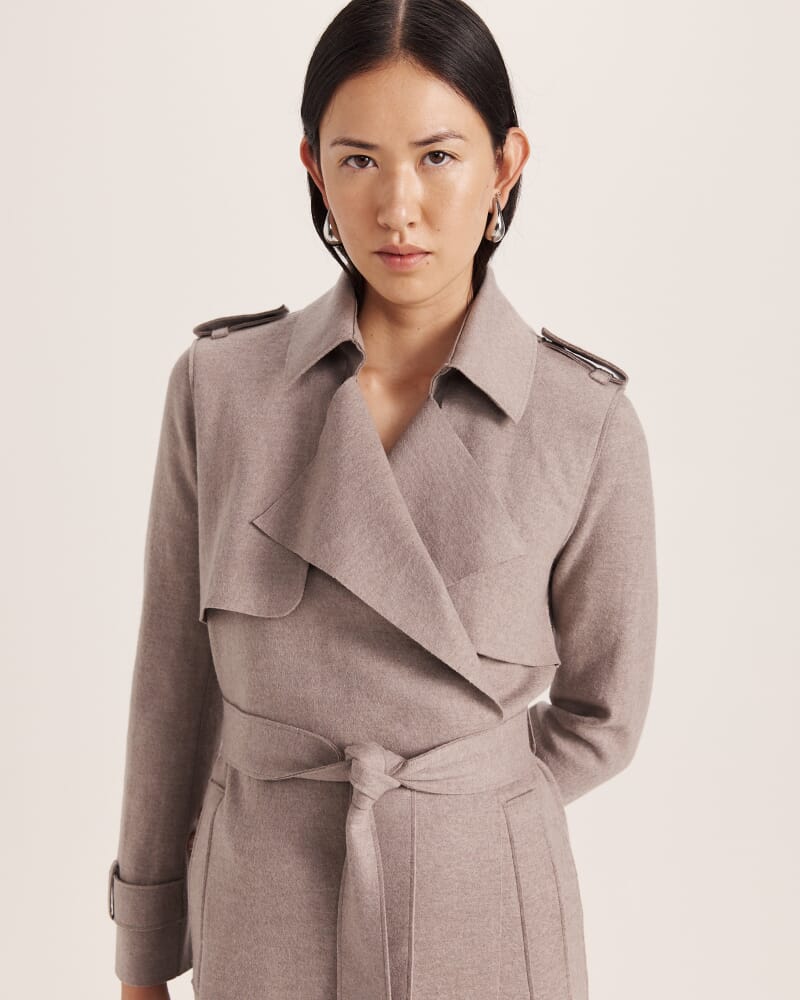 Karla Wool Longline Trench Coat in MINK