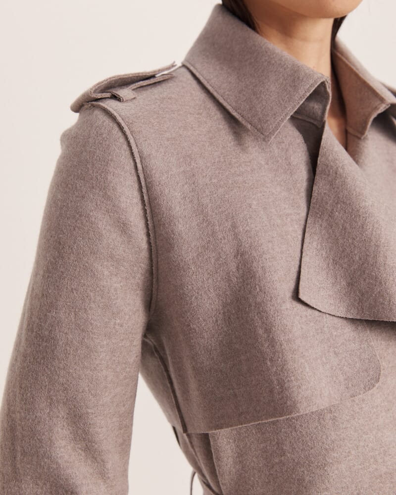 Karla Wool Longline Trench Coat in MINK