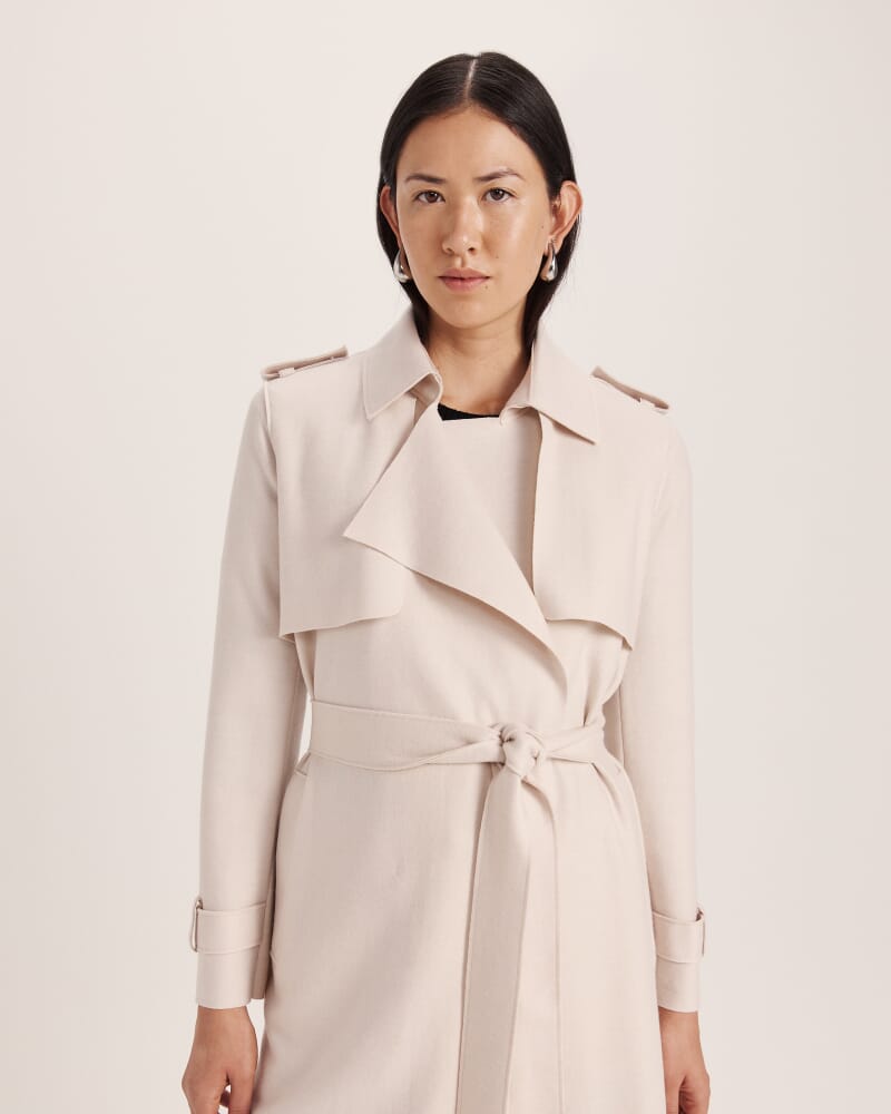 Karla Wool Longline Trench Coat in SOFT STONE
