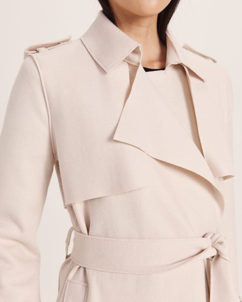 Karla Wool Longline Trench Coat in SOFT STONE