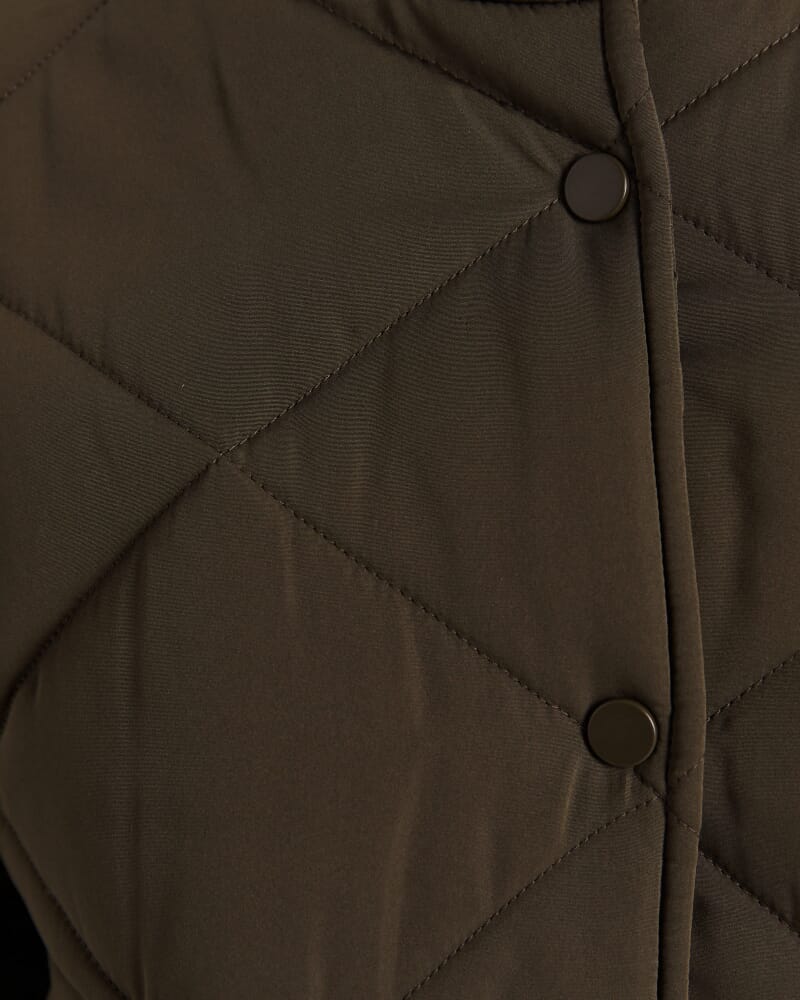 Audra Quilted Jacket in DARK KHAKI