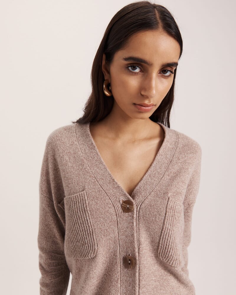 Nora Wool Cashmere Cardi in MINK