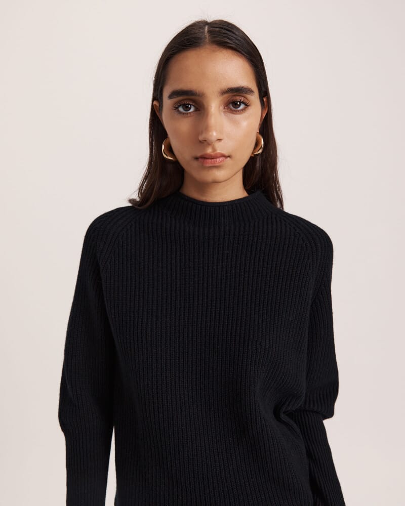 Nora Wool Batwing Sweater in BLACK