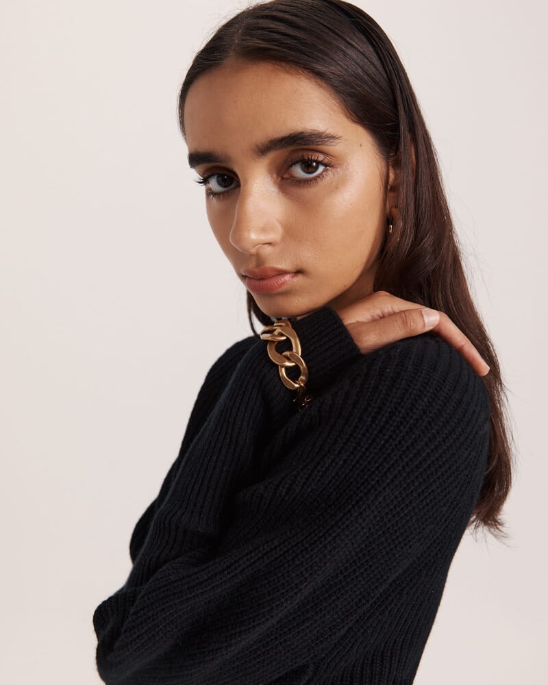 Nora Wool Batwing Sweater in BLACK