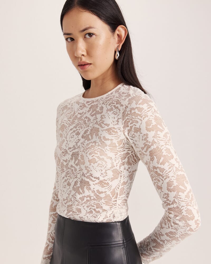 Stella Lace Long Sleeve Top in MILK