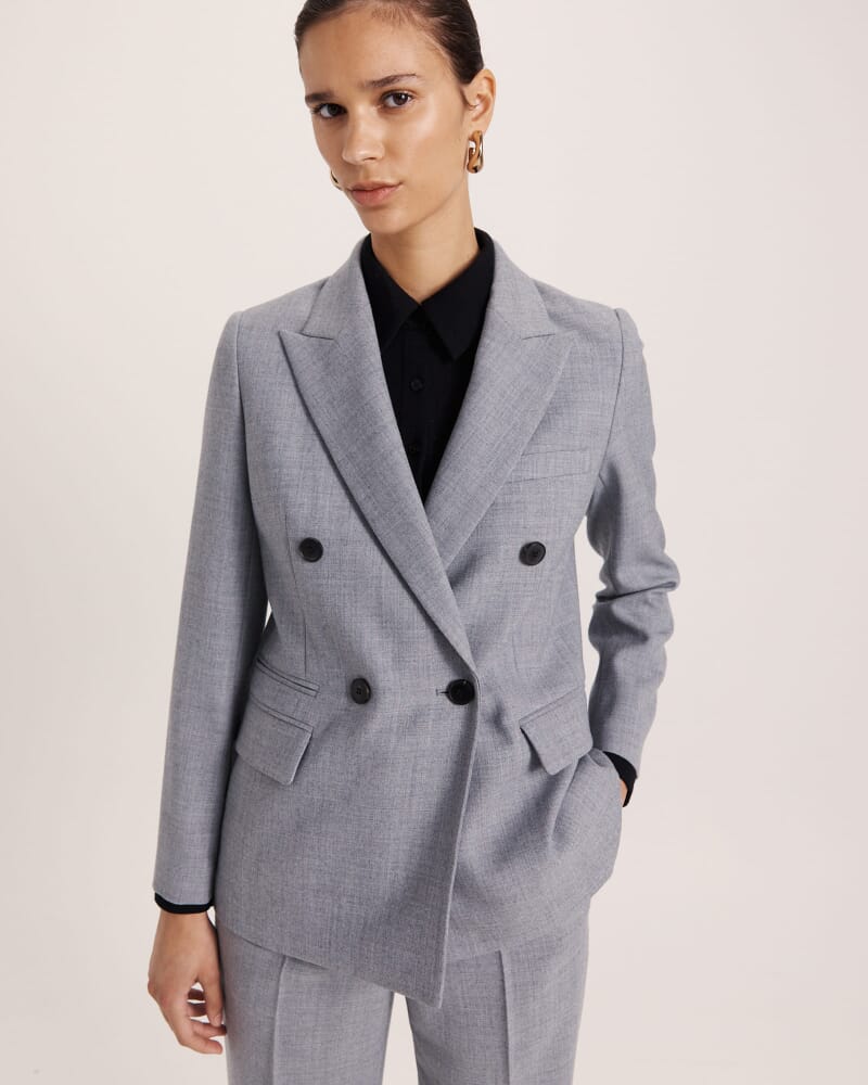 Jaimee Double Breasted Blazer in GREY MELANGE
