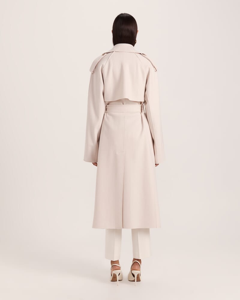 Karla Wool Relaxed Trenchcoat in SOFT STONE