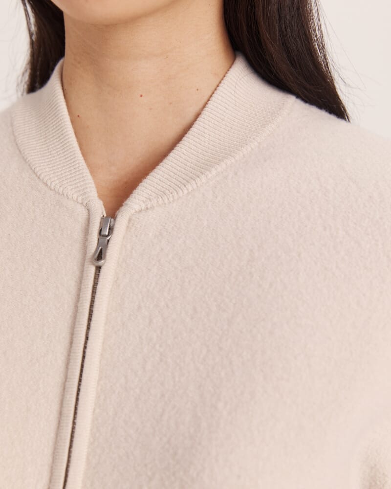 Boiled Wool Bomber in SOFT STONE