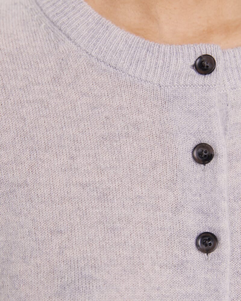 Classic Cashmere Cardi in GREY MELANGE