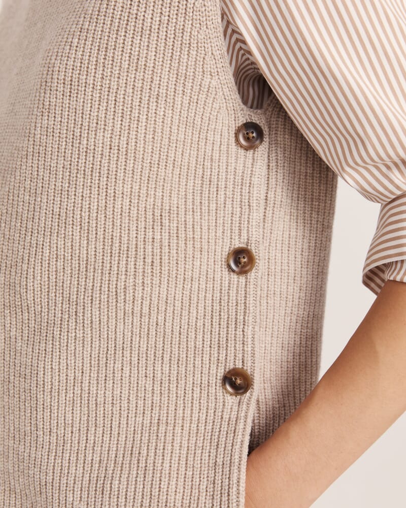Nara Cashmere Blend Knit Vest in BISCUIT MELANGE