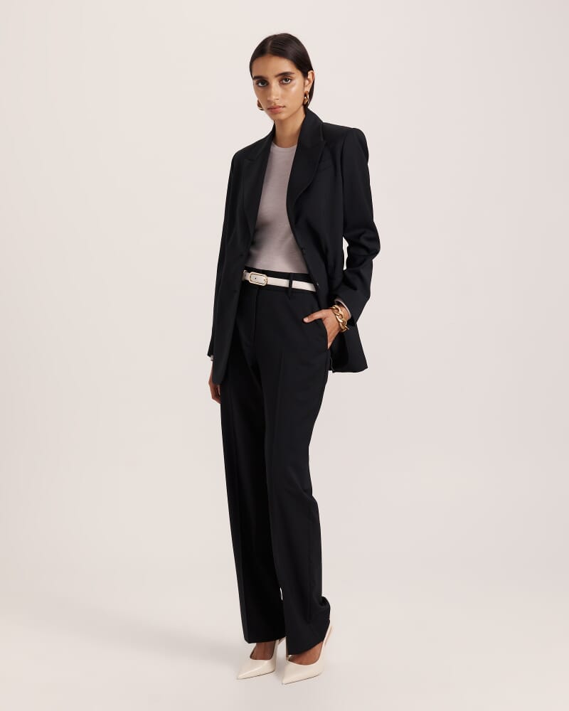 Suki Slim Leg Wool Pant in BLACK