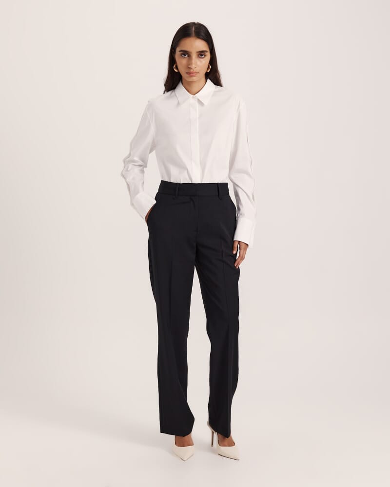 Suki Slim Leg Wool Pant in BLACK