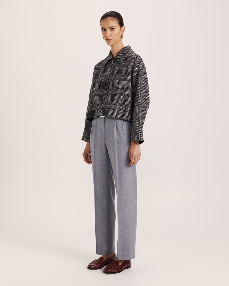 Jaimee Wool Pleat Front Pant in GREY MELANGE