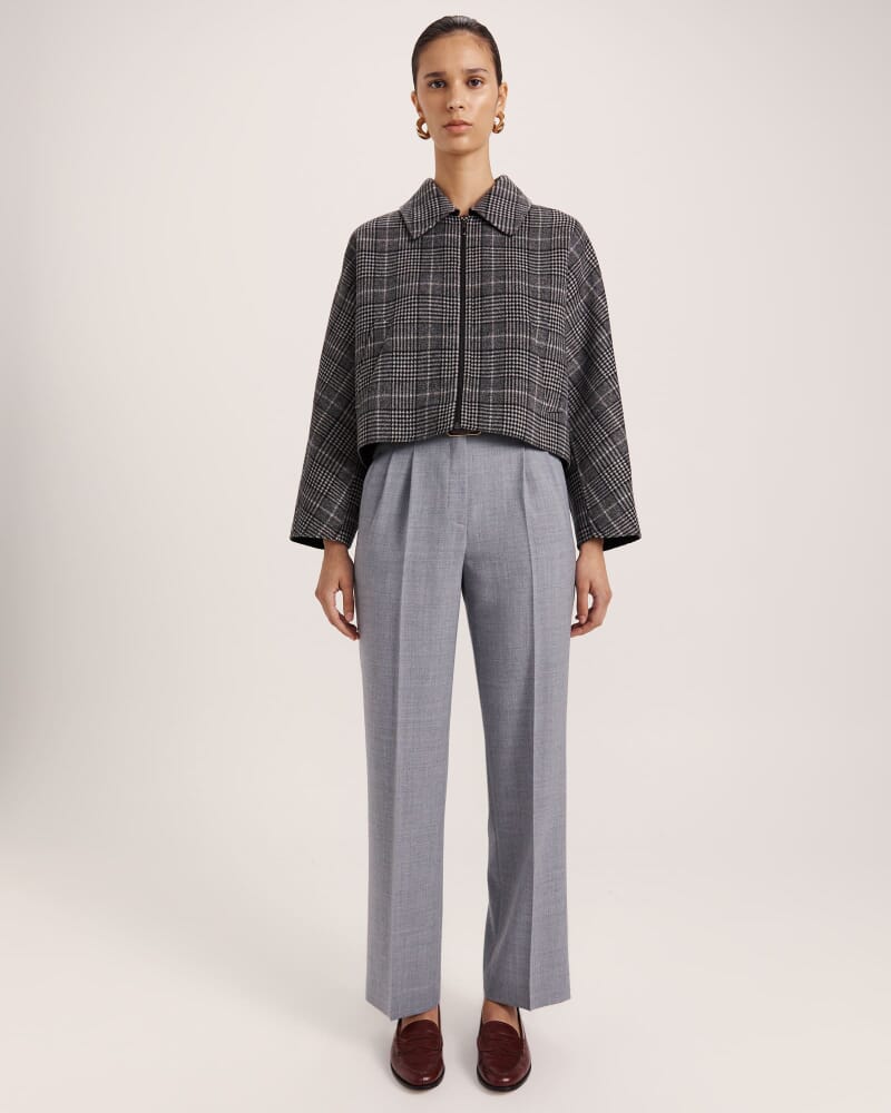 Jaimee Wool Pleat Front Pant in GREY MELANGE