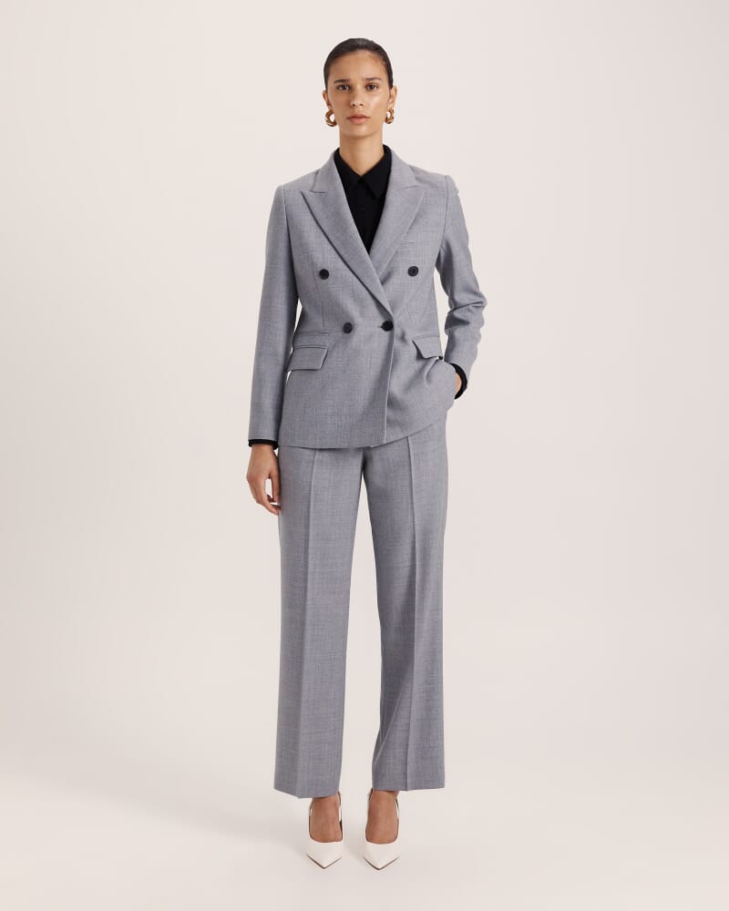 Jaimee Wool Pleat Front Pant in GREY MELANGE