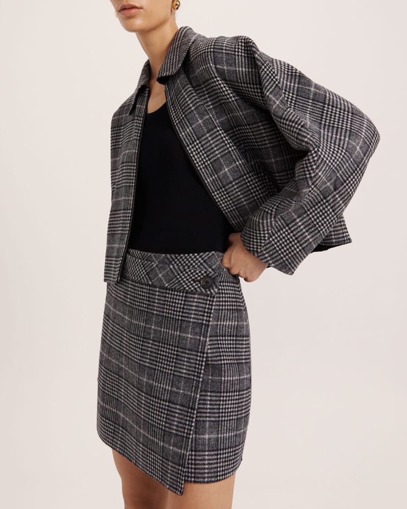 Perri Wrap Mini Skirt in CHECK