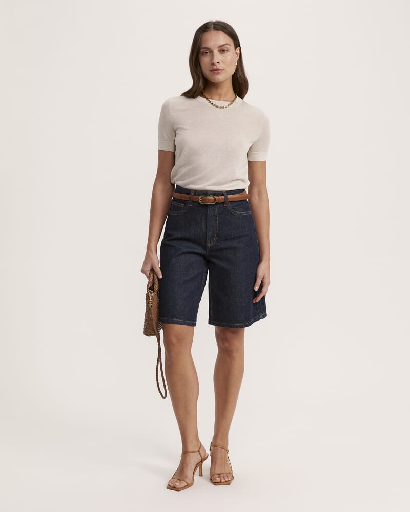 Ava Denim Long Short in BLUE/BLACK WASH