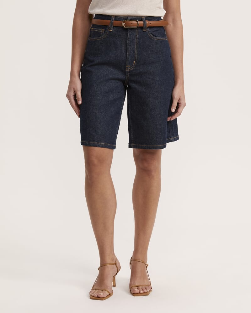 Ava Denim Long Short in BLUE/BLACK WASH