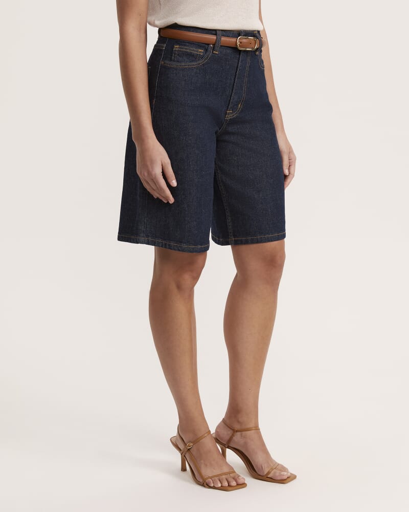 Ava Denim Long Short in BLUE/BLACK WASH