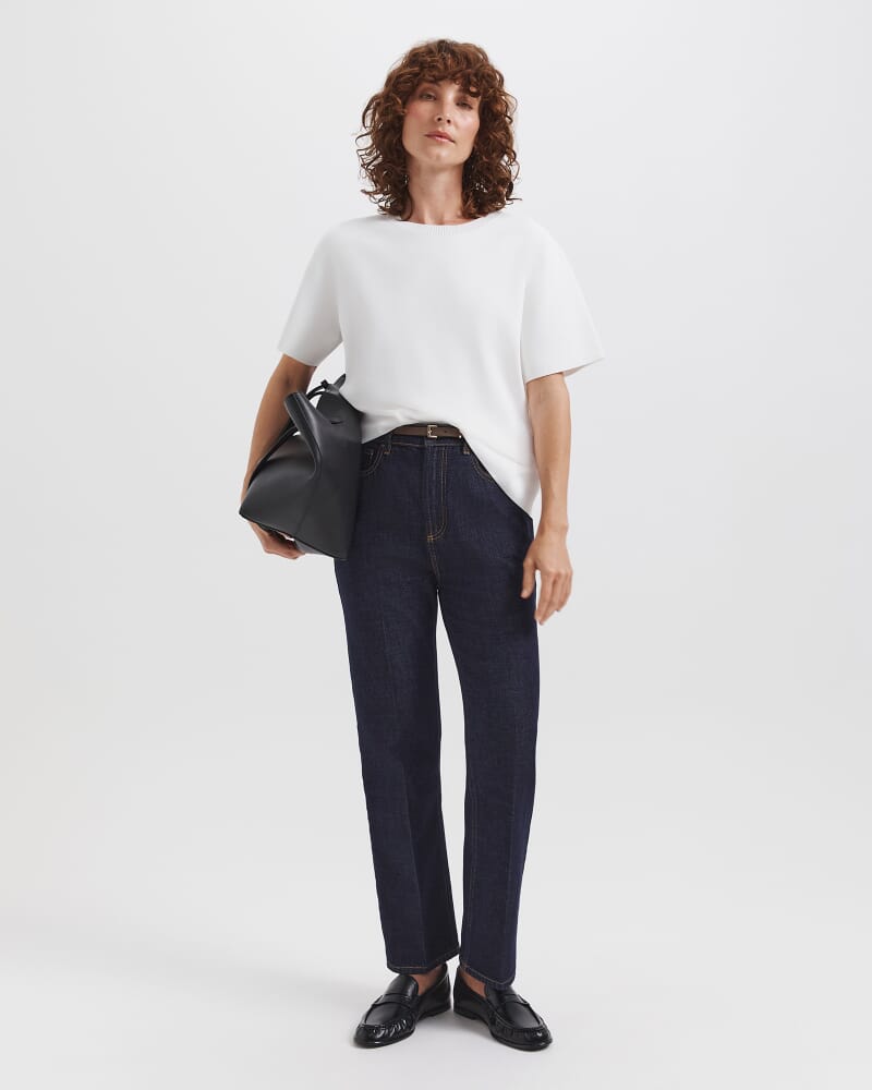 Asher Slim Cropped Jean in BLUE/BLACK WASH