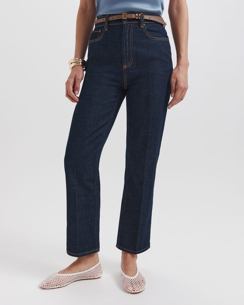 Asher Slim Cropped Jean in BLUE/BLACK WASH