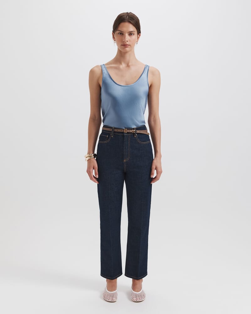 Asher Slim Cropped Jean in BLUE/BLACK WASH