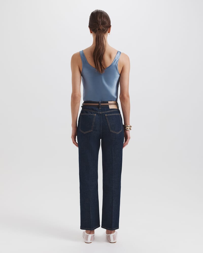 Asher Slim Cropped Jean in BLUE/BLACK WASH