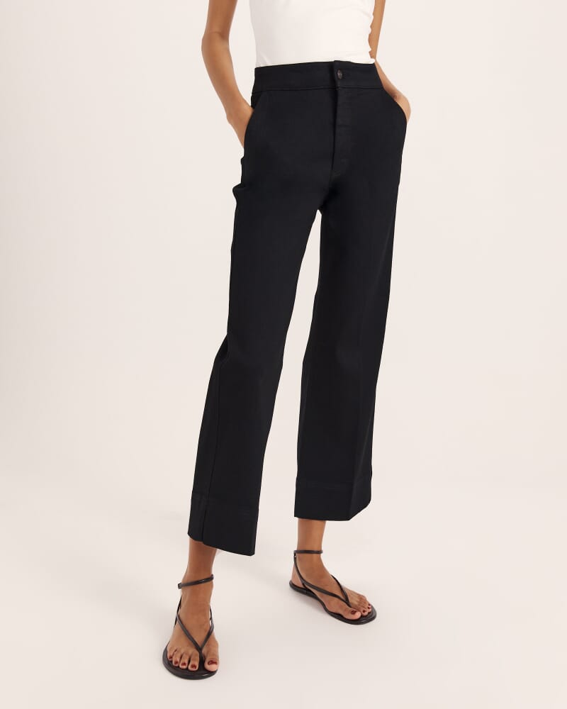 Ava Cropped Wide Leg Jean in BLACK