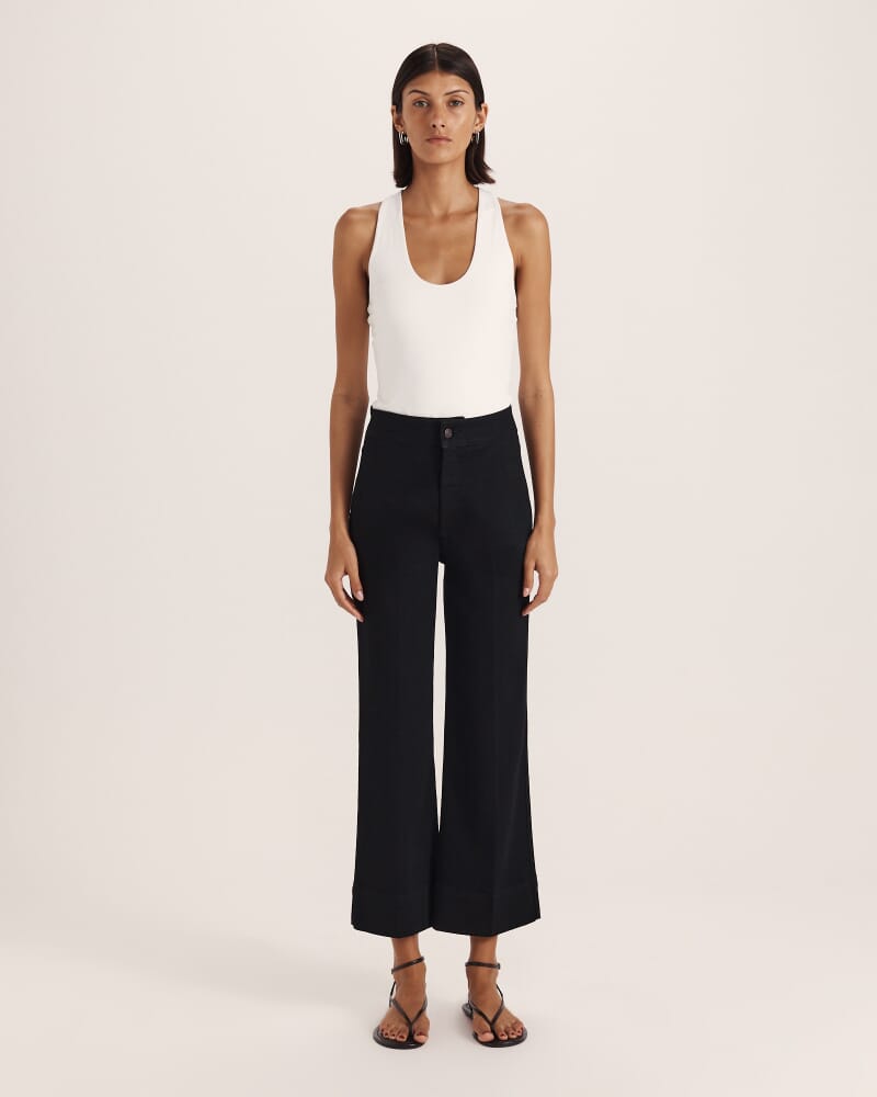 Ava Cropped Wide Leg Jean in BLACK