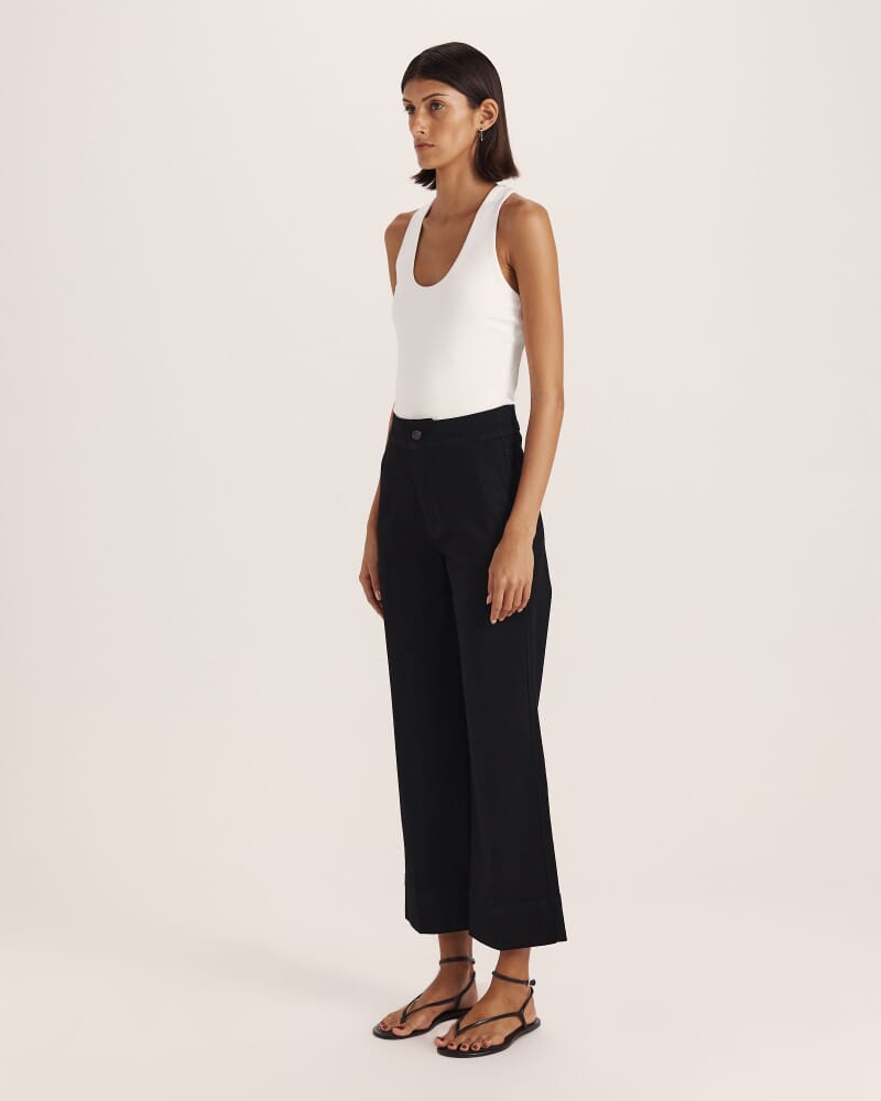 Ava Cropped Wide Leg Jean in BLACK