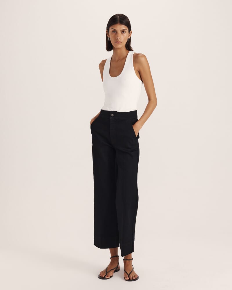 Ava Cropped Wide Leg Jean in BLACK