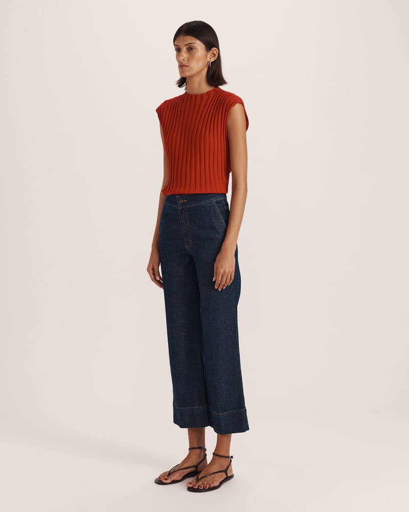 Ava Cropped Wide Leg Jean in BLUE/BLACK WASH