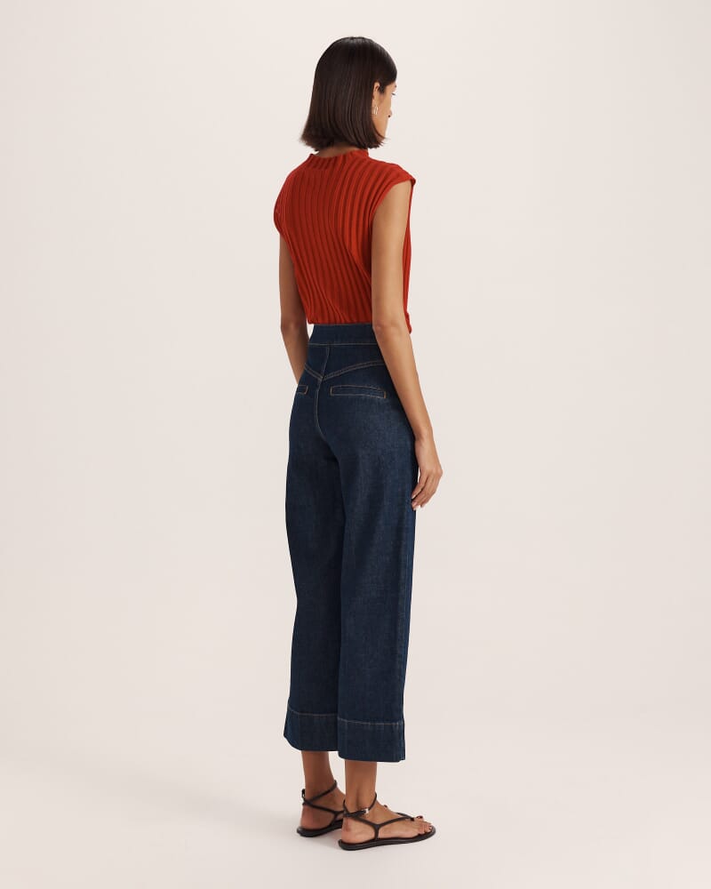 Ava Cropped Wide Leg Jean in BLUE/BLACK WASH