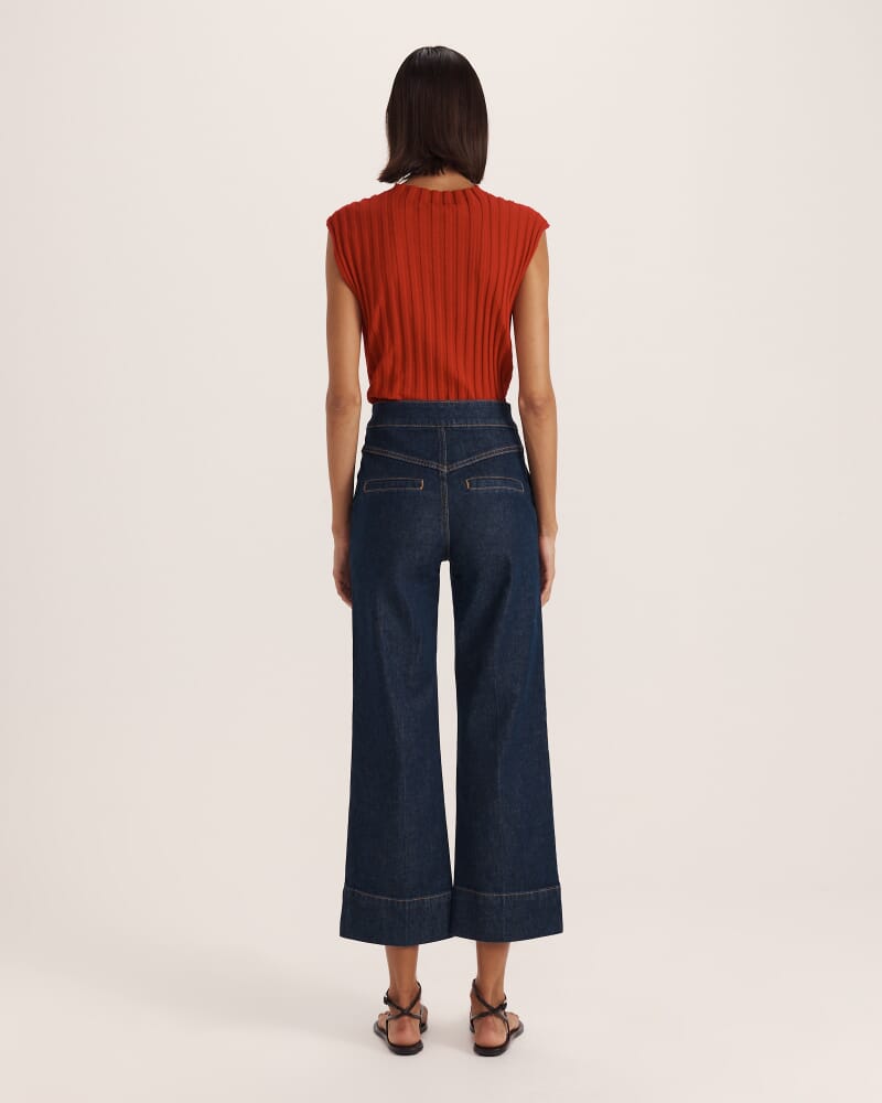 Ava Cropped Wide Leg Jean in BLUE/BLACK WASH