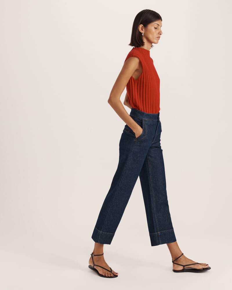 Ava Cropped Wide Leg Jean in BLUE/BLACK WASH